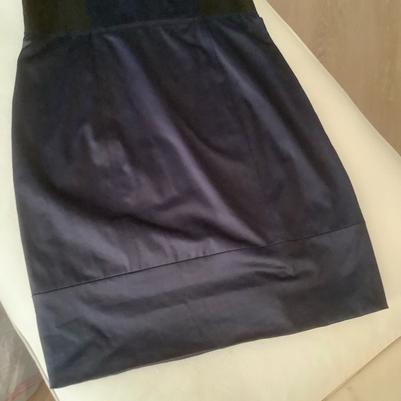 Reiss Sheer Silk Illusion Navy Tan Sleeveless Dress Blue Party Work Minimal 10 - Picture 3 of 6